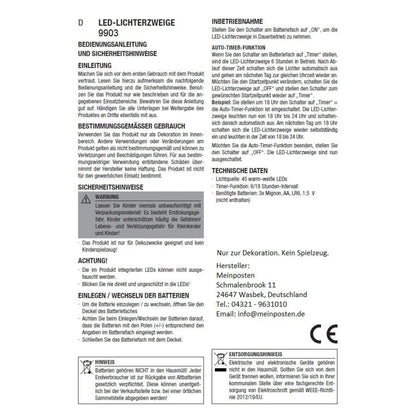 Lichterzweige LED warmweiß Weide Lichterkette Lichterzweig Timer Höhe 100 cm