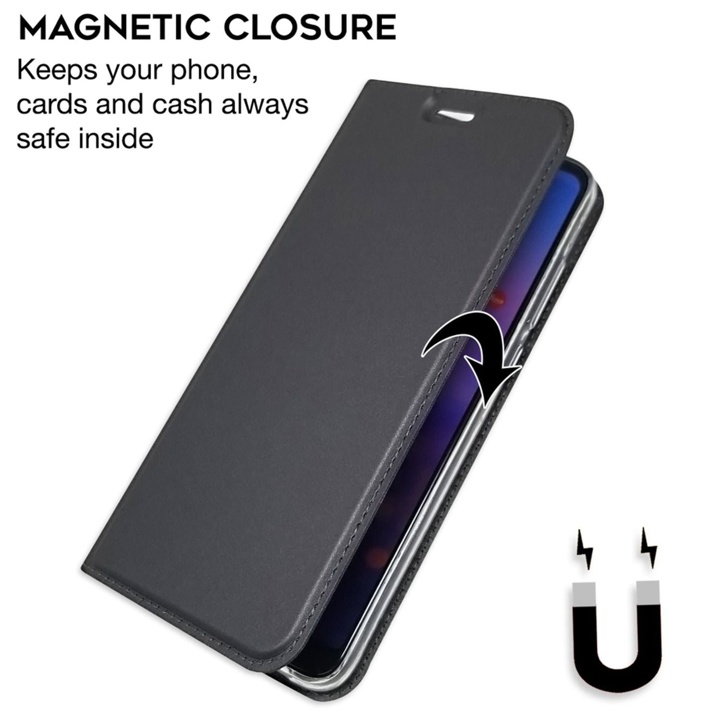 NALIA Hülle kompatibel mit Huawei P20 Pro, Kickstand Handyhülle Flip-Case Kunstleder Book-Cover mit Magnet, Etui Ganzkörper Schutzhülle Dünne Rundum Handy-Tasche Bumper
