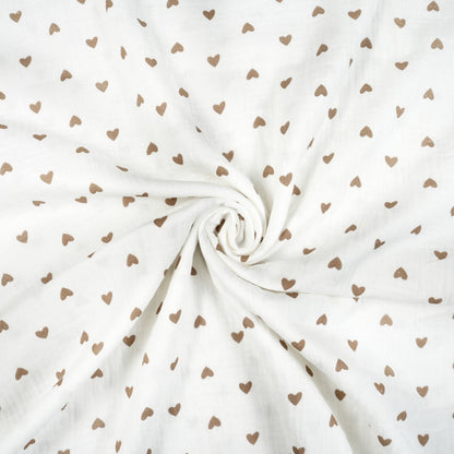 Baby nest muslin hearts brown – soft, growing baby cocoon