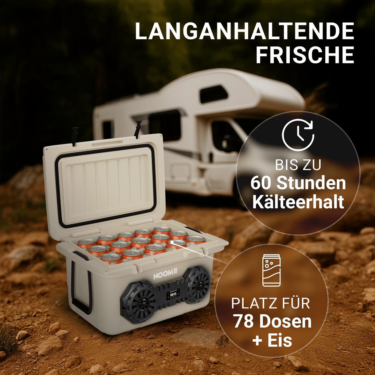 NooMii ArcticBeat 45 – Premium Kühlbox mit Bluetooth-Lautsprecher | 45L | 5 Farben