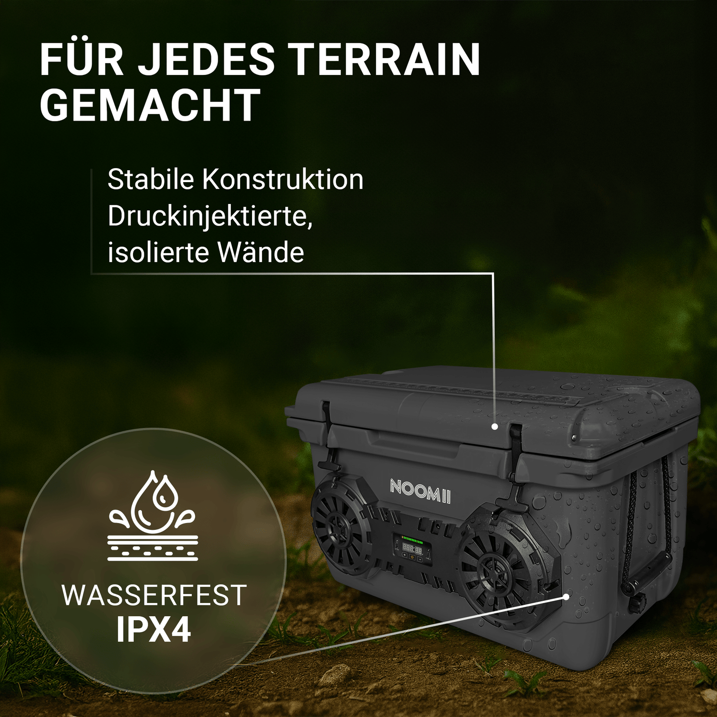 NooMii ArcticBeat 45 – Premium Kühlbox mit Bluetooth-Lautsprecher | 45L | 5 Farben