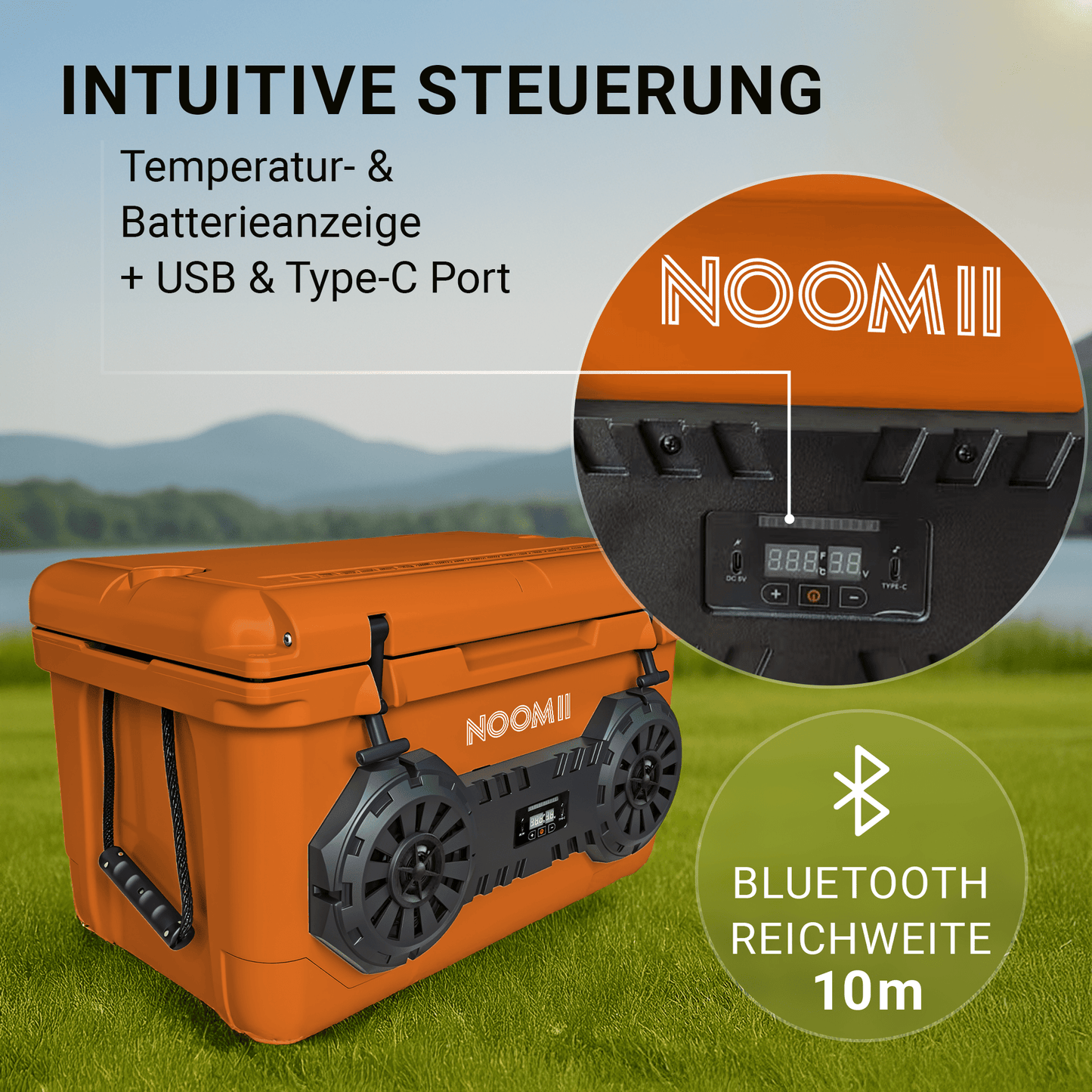 NooMii ArcticBeat 45 – Premium Kühlbox mit Bluetooth-Lautsprecher | 45L | 5 Farben