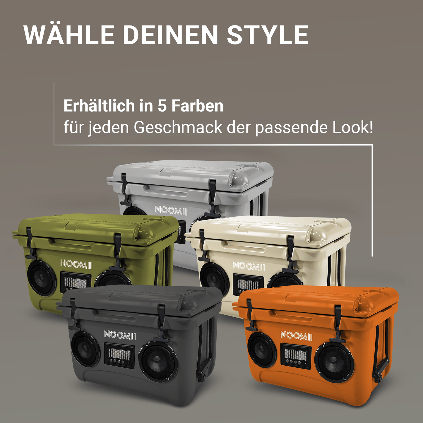 NooMii ColdBeats 35 – Kühlbox mit Bluetooth-Lautsprecher | 35L | Festival & Camping | 5 Farben