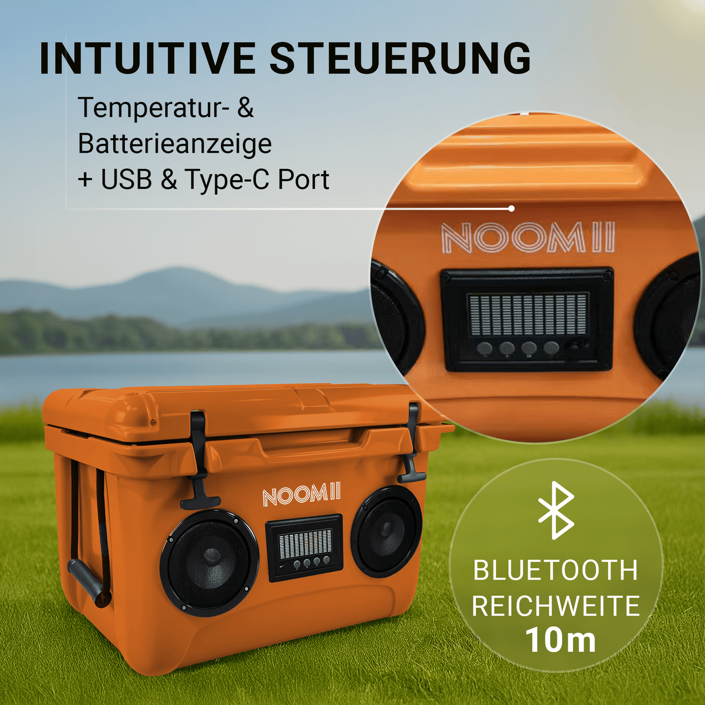 NooMii ColdBeats 35 – Kühlbox mit Bluetooth-Lautsprecher | 35L | Festival & Camping | 5 Farben
