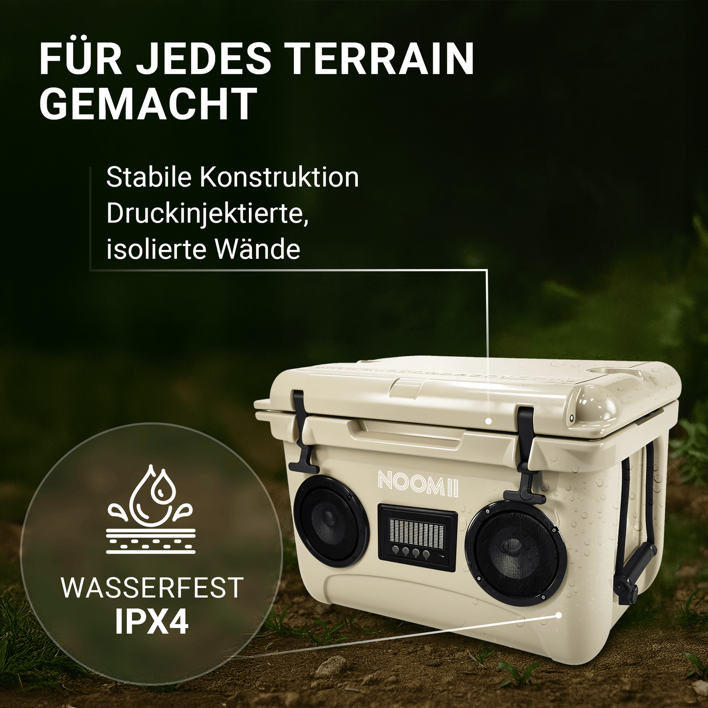 NooMii ColdBeats 35 – Kühlbox mit Bluetooth-Lautsprecher | 35L | Festival & Camping | 5 Farben