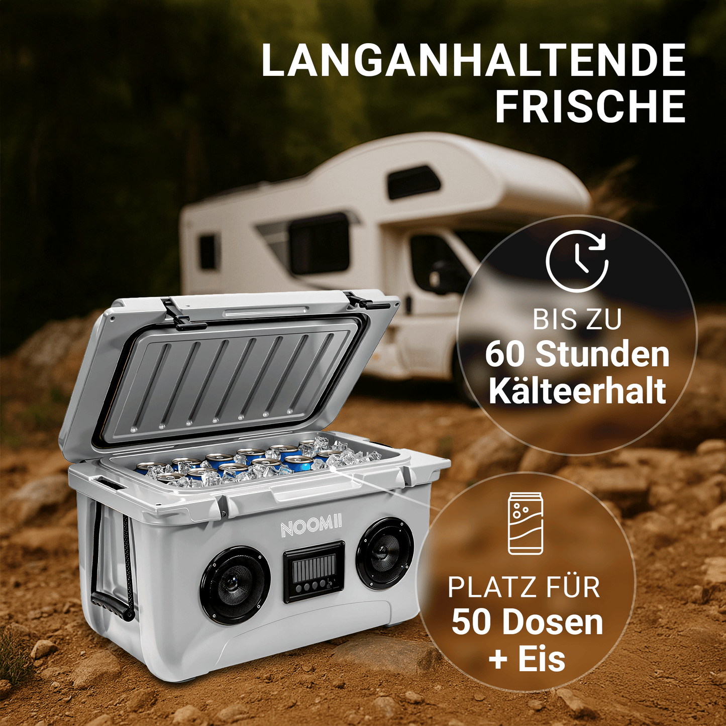 NooMii ColdBeats 45 – Kühlbox mit Bluetooth-Lautsprecher | 45L | Festival & Outdoor | 5 Farben