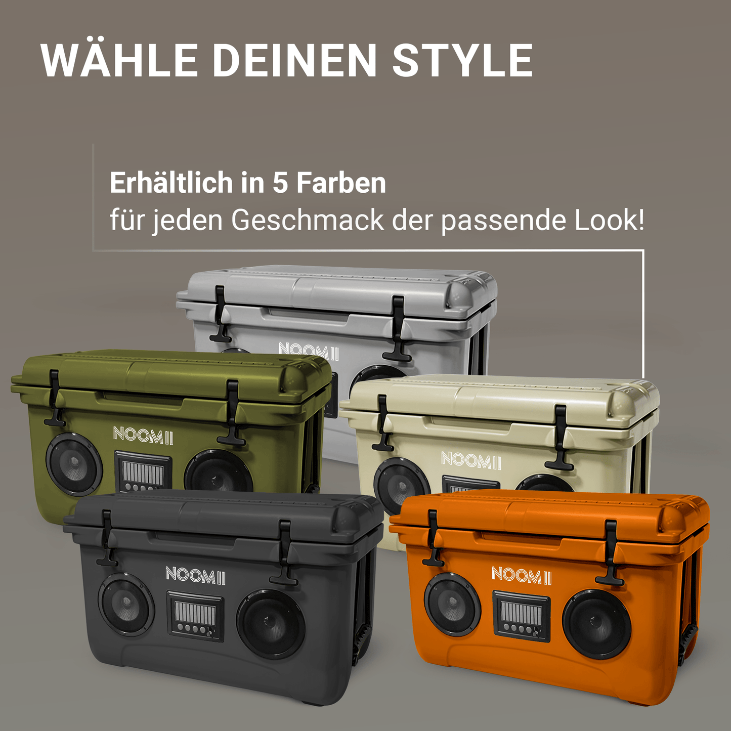 NooMii ColdBeats 45 – Kühlbox mit Bluetooth-Lautsprecher | 45L | Festival & Outdoor | 5 Farben