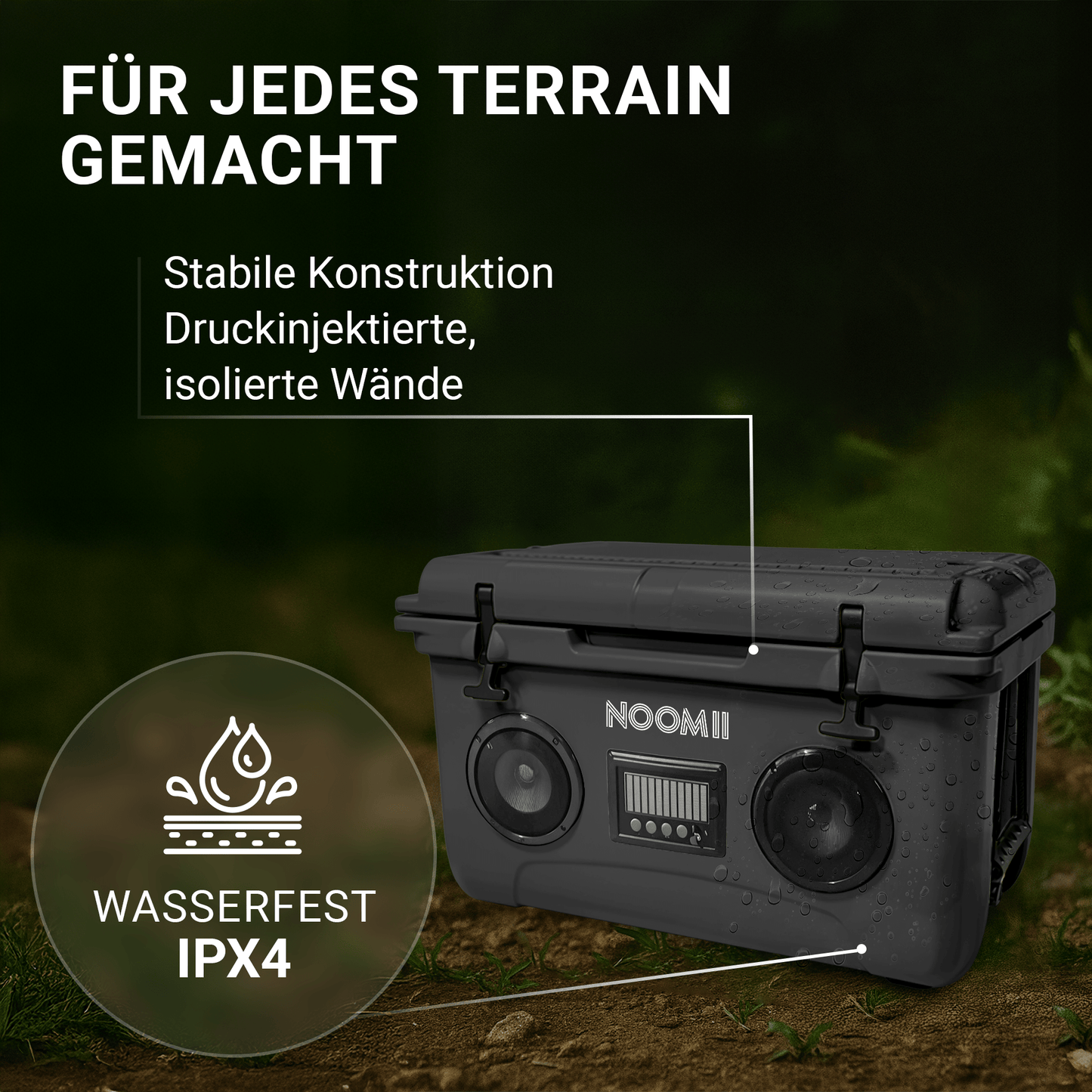 NooMii ColdBeats 45 – Kühlbox mit Bluetooth-Lautsprecher | 45L | Festival & Outdoor | 5 Farben