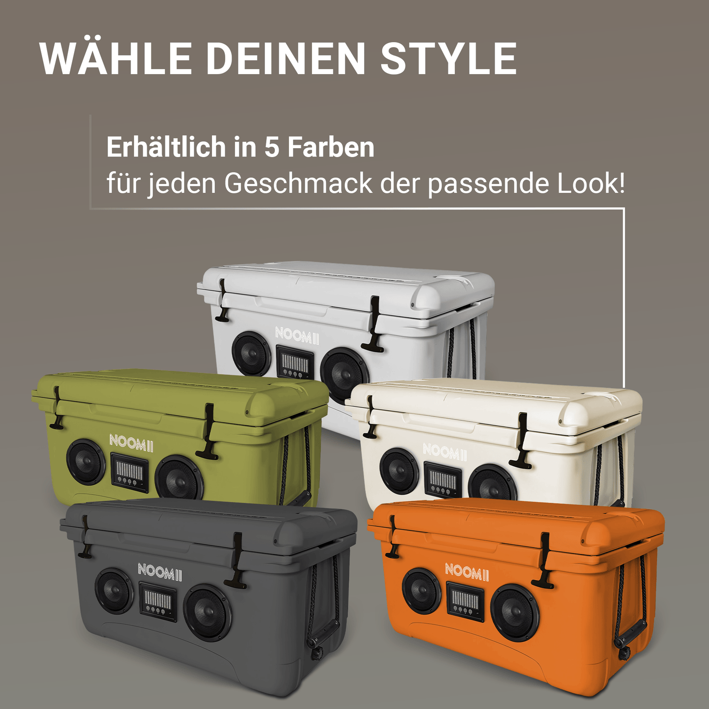 NooMii ColdBeats 65 – XXL Kühlbox mit Bluetooth-Lautsprecher | 65L | Festival & Outdoor | 5 Farben
