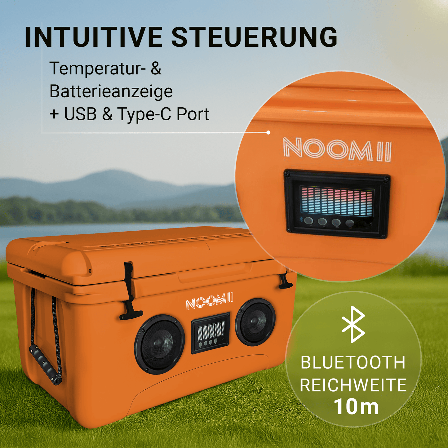 NooMii ColdBeats 65 – XXL Kühlbox mit Bluetooth-Lautsprecher | 65L | Festival & Outdoor | 5 Farben
