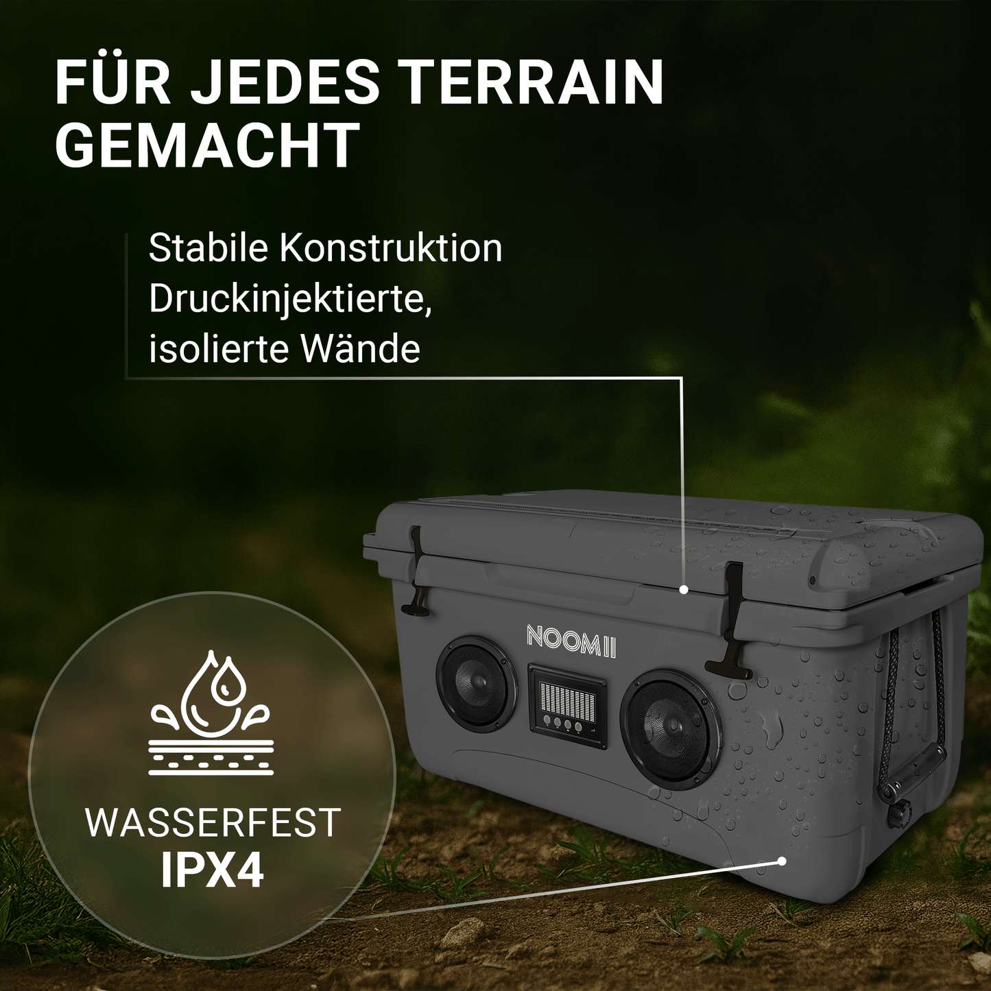 NooMii ColdBeats 65 – XXL Kühlbox mit Bluetooth-Lautsprecher | 65L | Festival & Outdoor | 5 Farben