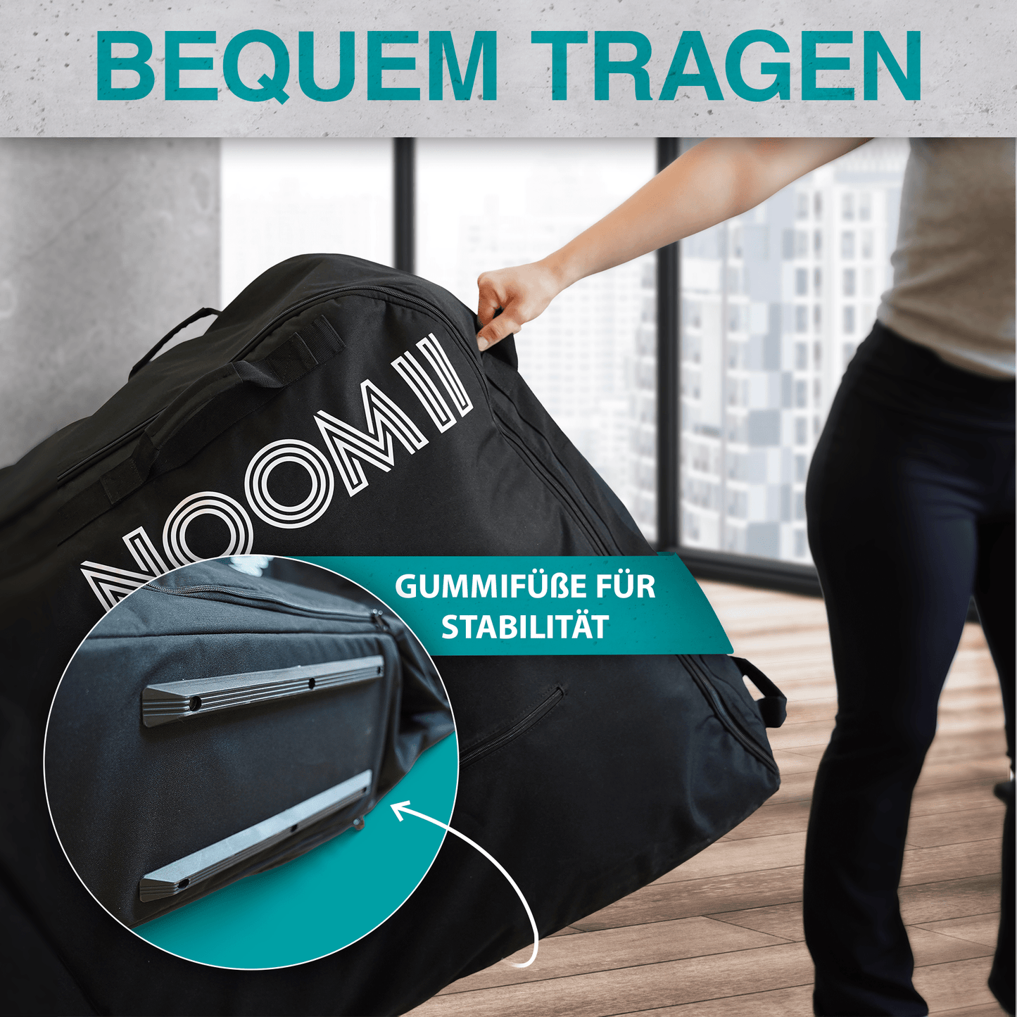 NooMii Fahrrad Transporttasche – Bike Travel Bag mit Rollen | 128x78x25 cm | Rennrad, MTB, E-Bike