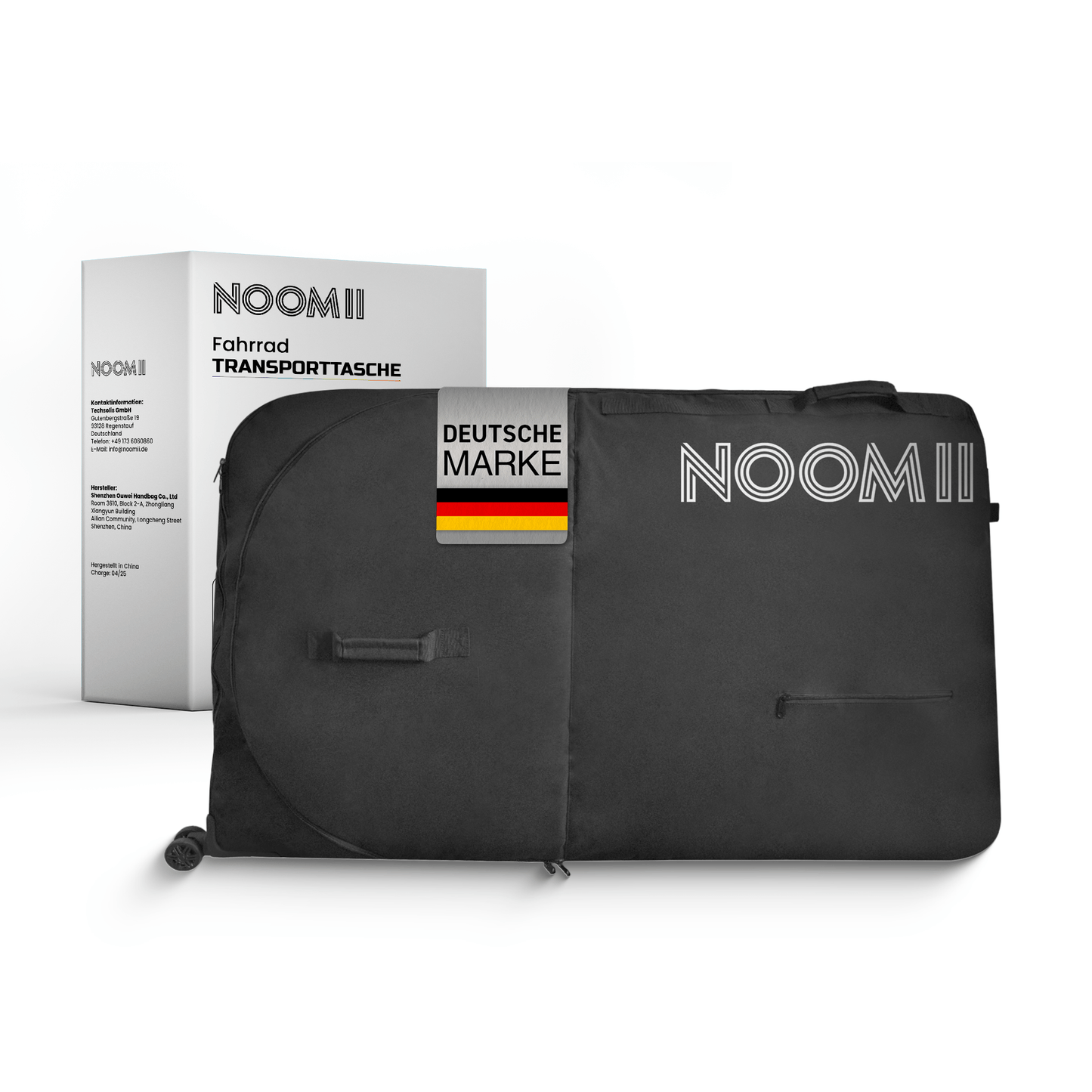 NooMii Fahrrad Transporttasche – Bike Travel Bag mit Rollen | 128x78x25 cm | Rennrad, MTB, E-Bike