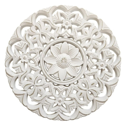 Ornament Holzbild Wandornament Holz shabby weiß Landhaus Dekoration Mandala Deko