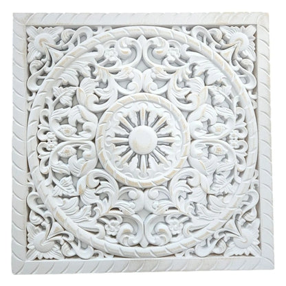 Ornament Holzbild Wandornament Holz shabby weiß Landhaus Dekoration Mandala Deko