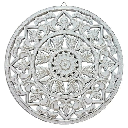 Ornament Holzbild Wandornament Holz shabby weiß Landhaus Dekoration Mandala Deko