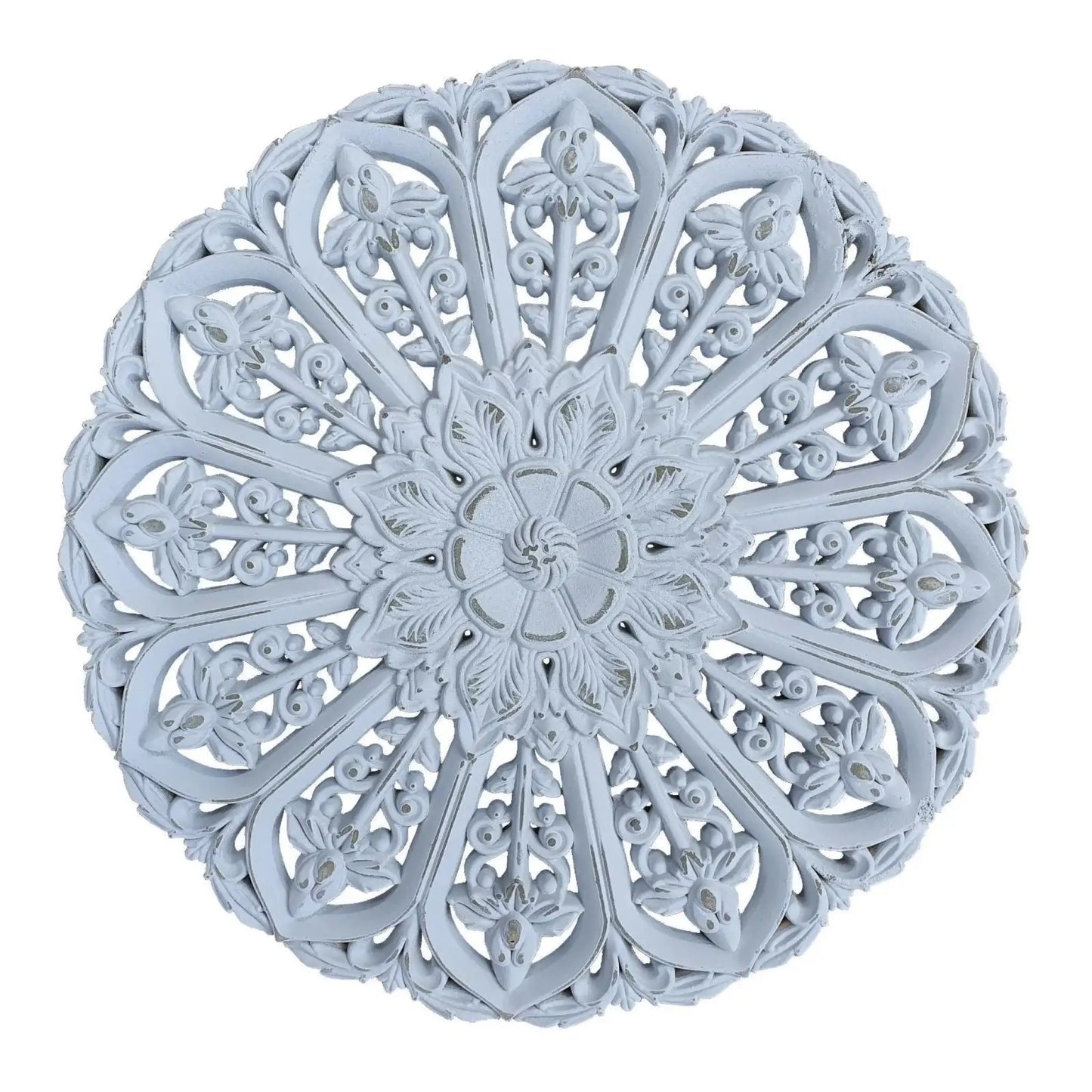 Ornament Holzbild Wandornament Holz shabby weiß Landhaus Dekoration Mandala Deko