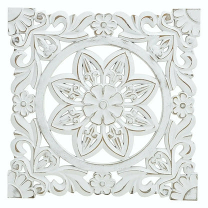 Ornament Holzbild Wandornament Holz shabby weiß Landhaus Dekoration Mandala Deko