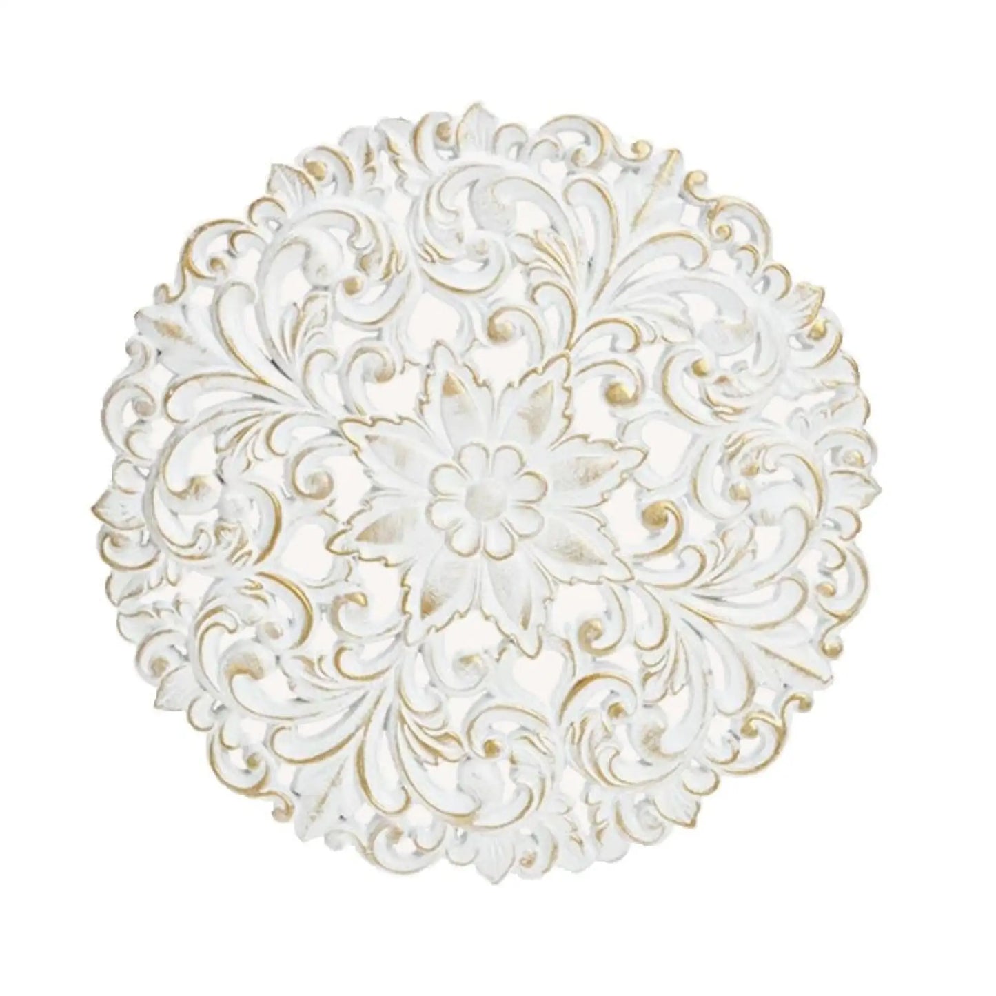 Ornament Holzbild Wandornament Holz shabby weiß Landhaus Dekoration Mandala Deko
