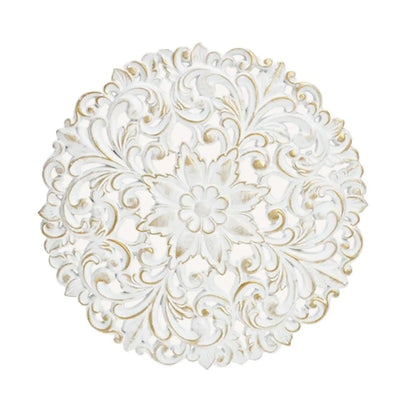 Ornament Holzbild Wandornament Holz shabby weiß Landhaus Dekoration Mandala Deko