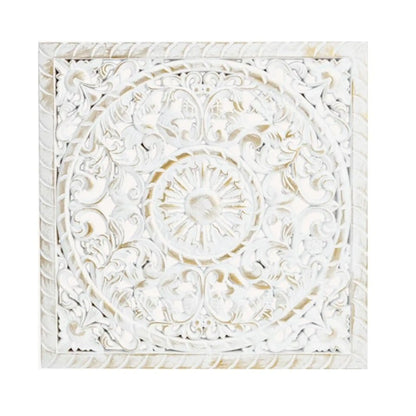 Ornament Holzbild Wandornament Holz shabby weiß Landhaus Dekoration Mandala Deko