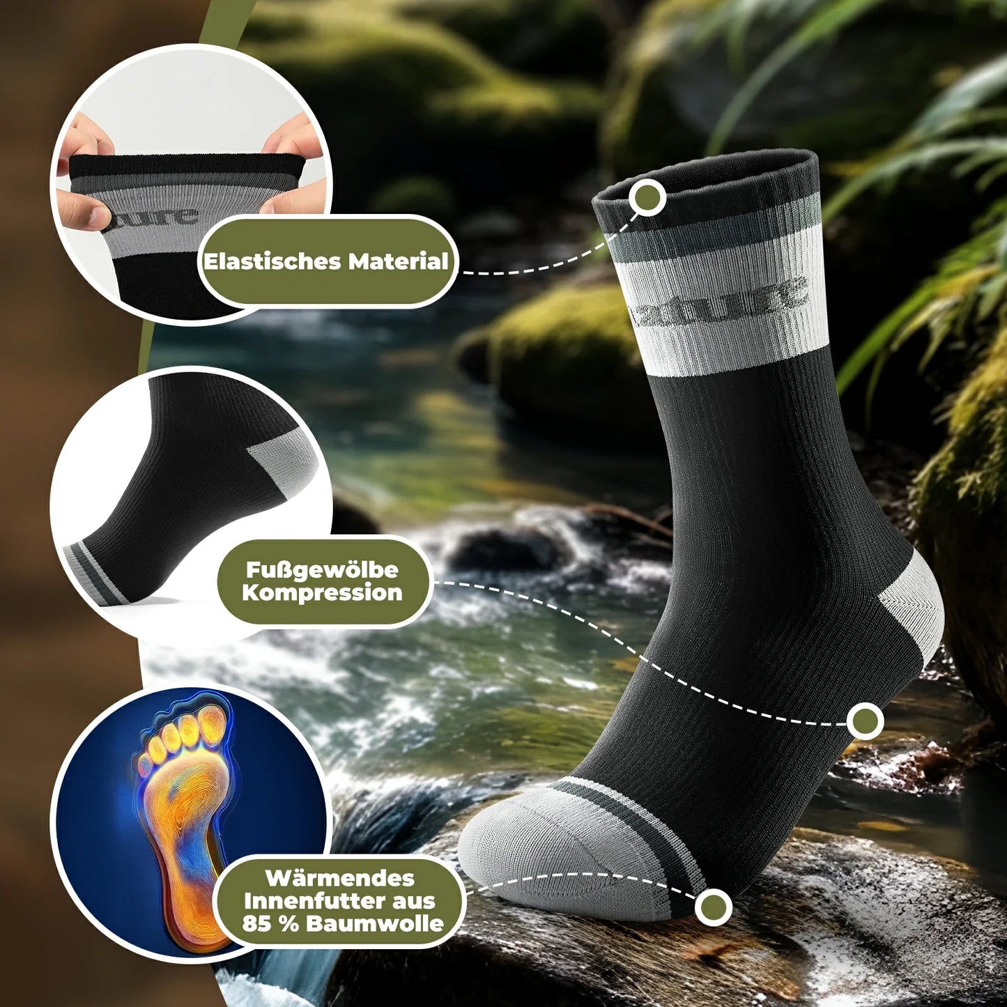 Qunature Wasserdichte Fahrradsocken Atmungsaktiv Unisex