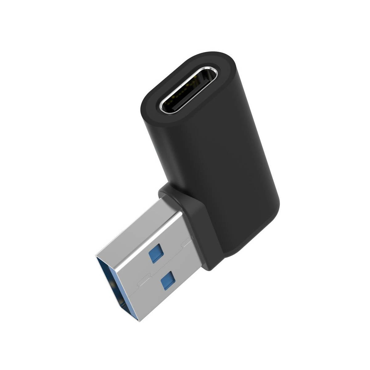 SYSTEM-S USB 3.1 Adapter Typ C Buchse zu 3.0 Typ A Stecker Winkel Kabel in Schwarz