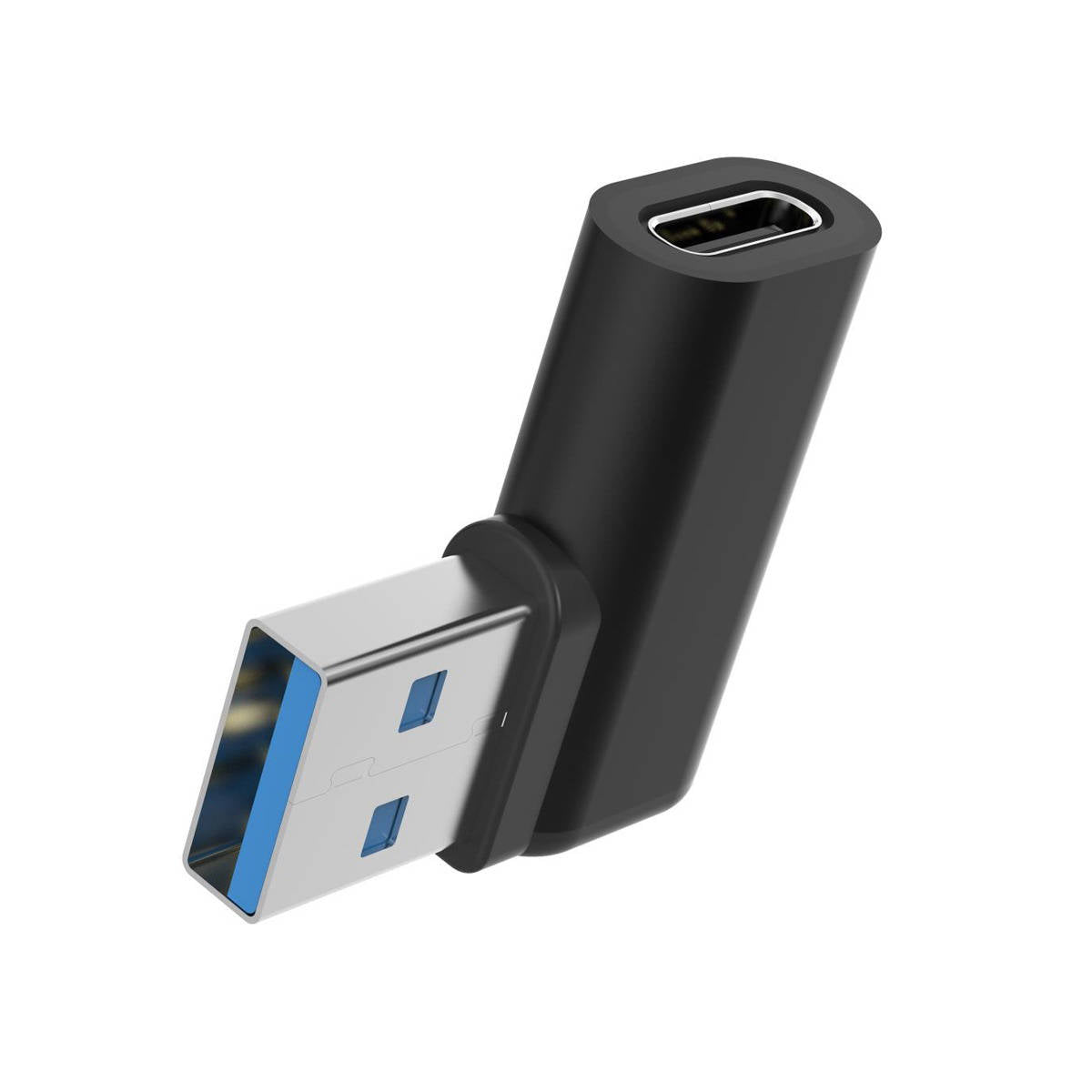 SYSTEM-S USB 3.1 Adapter Typ C Buchse zu 3.0 Typ A Stecker Winkel Kabel in Schwarz