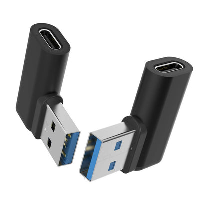 SYSTEM-S USB 3.1 Adapter Typ C Buchse zu 3.0 Typ A Stecker Winkel Kabel in Schwarz