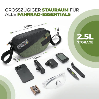 ROAD TO SKY Nachhaltige Fahrrad-Lenkertasche aus recycelten Reifen 2.5L