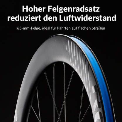 ROCKBROS 700C Carbon Laufradsatz 65mm Scheibenbremse Steckachse Laufrad Set für Rennrad