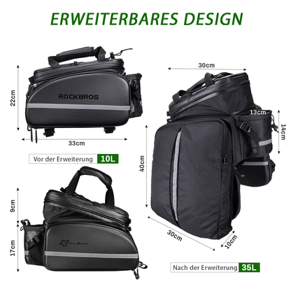 ROCKBROS Fahrrad Gepäckträgertasche 10-35L Wasserdicht Transporttasche