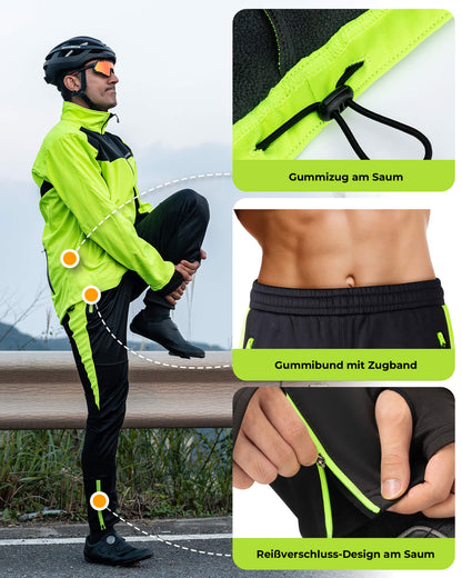 ROCKBROS Fahrrad Jacke & Hose Winter Fahrradanzug Leuchtendes Grün
