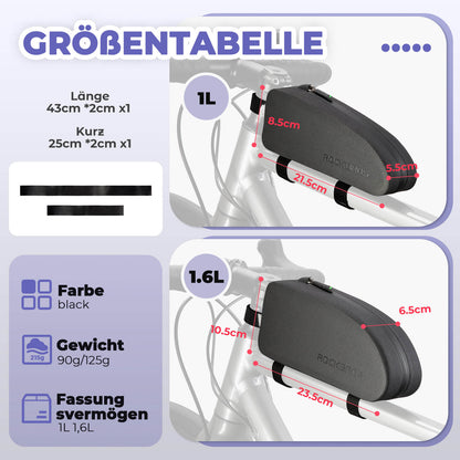 ROCKBROS Fahrrad Rahmentasche wasserdicht Staubfest Schwarz 1L/1,6 L