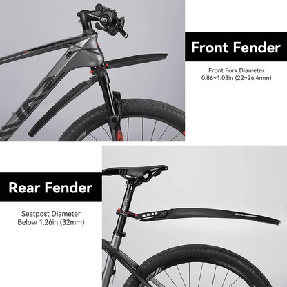 ROCKBROS Fahrrad Schutzblech Set MTB Spritzschutz 26 Zoll Schwarz