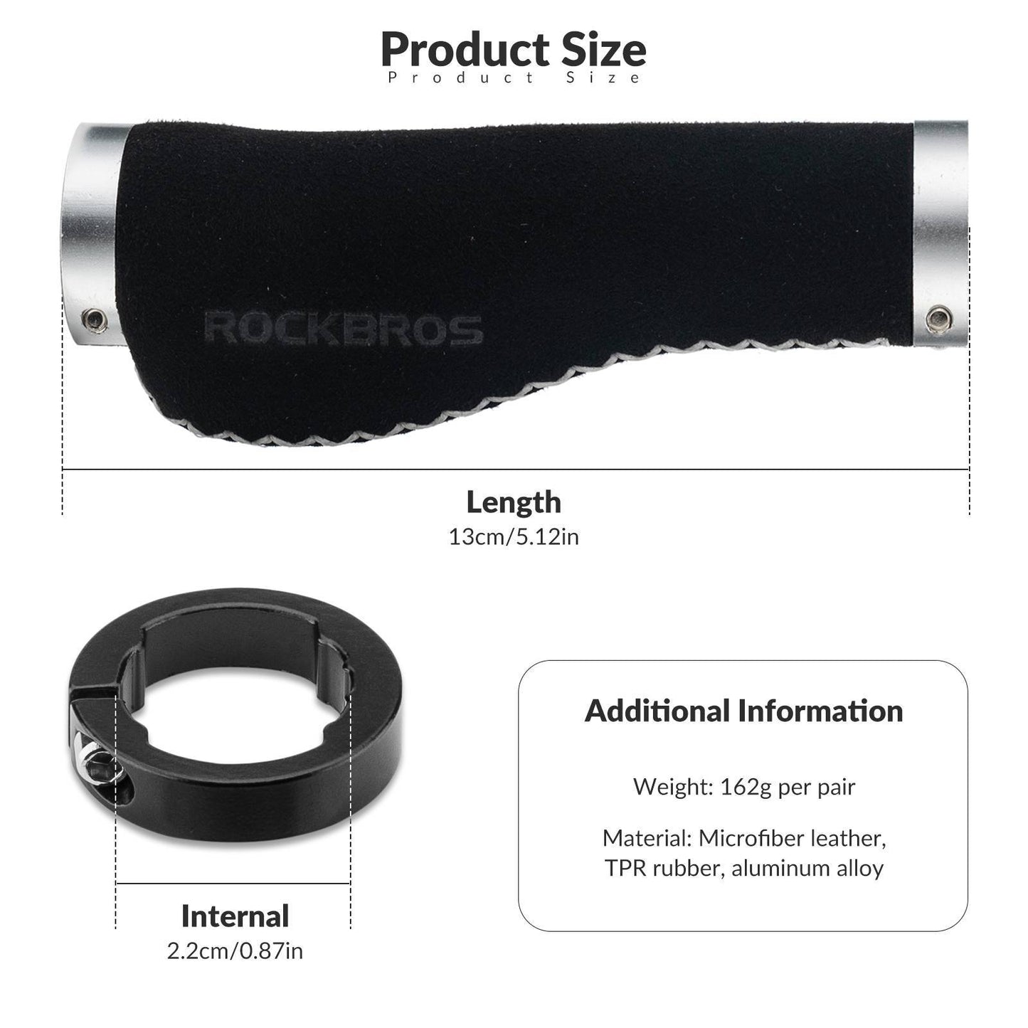 ROCKBROS Fahrradgriffe Ledergriffe für Lenker mit 22,2 mm Durchmesser