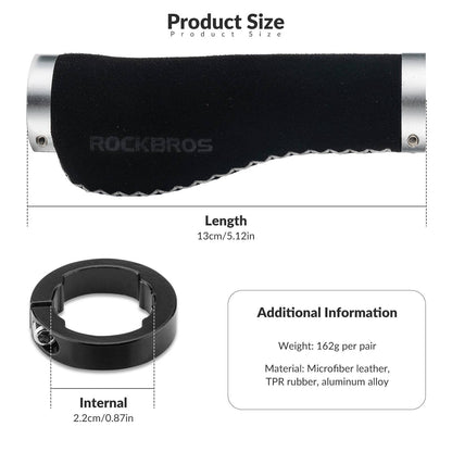 ROCKBROS Fahrradgriffe Ledergriffe für Lenker mit 22,2 mm Durchmesser