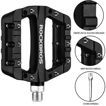 ROCKBROS Fahrradpedale 9/16 Zoll MTB Pedale mit 3 Bearing aus Nylon