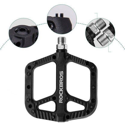 ROCKBROS Fahrradpedale Nylon Flat Pedale 9/16 Zoll mit 3 Bearing