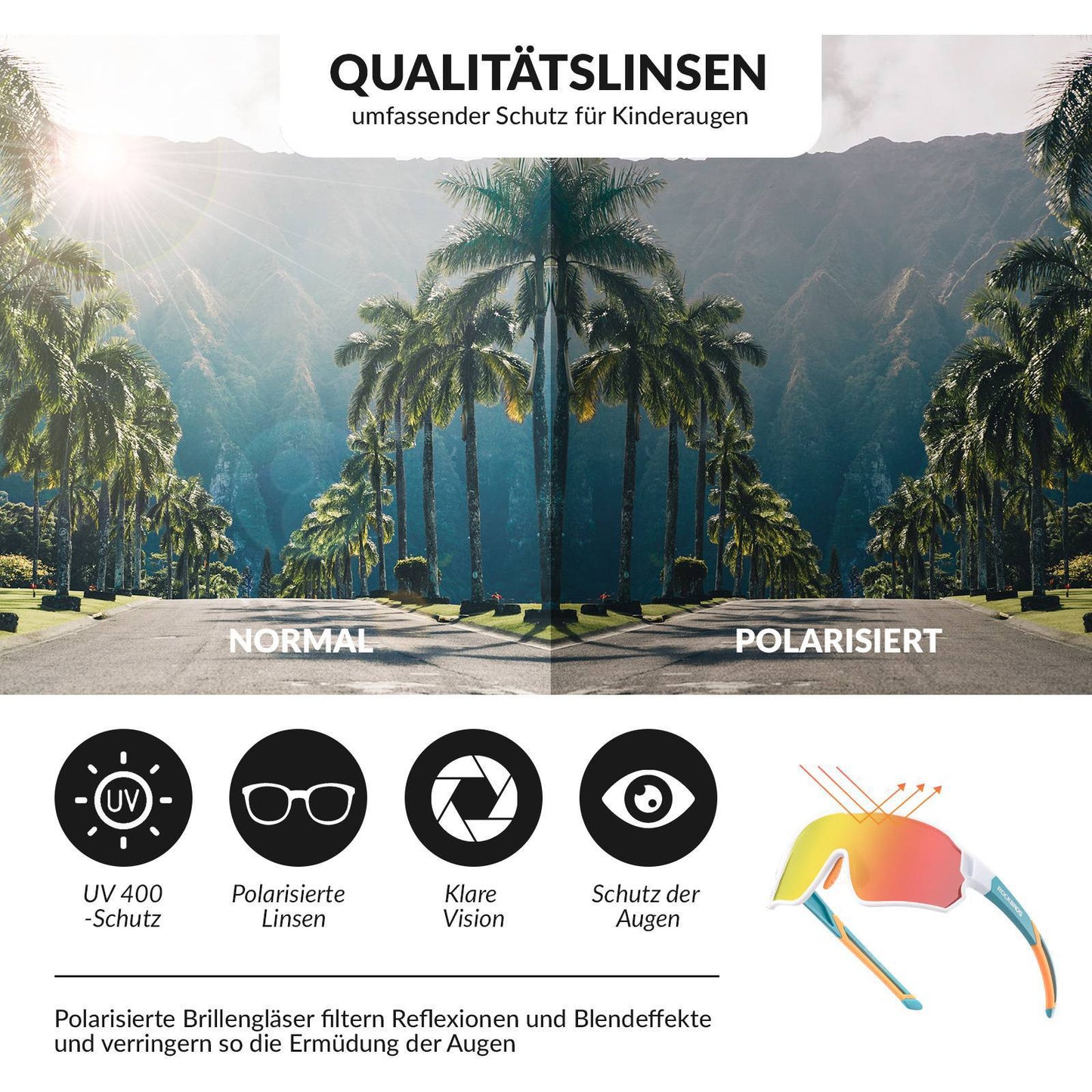 Polarisierte Kinder-Fahrradbrille mit UV400-Schutz