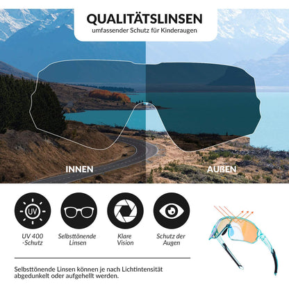 Selbsttönende Fahrradbrille für Kinder mit UV400-Schutz