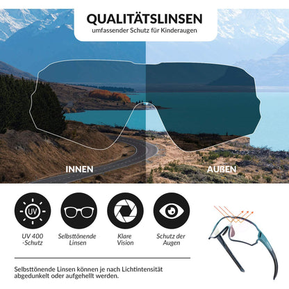 Selbsttönende Fahrradbrille für Kinder mit UV400-Schutz