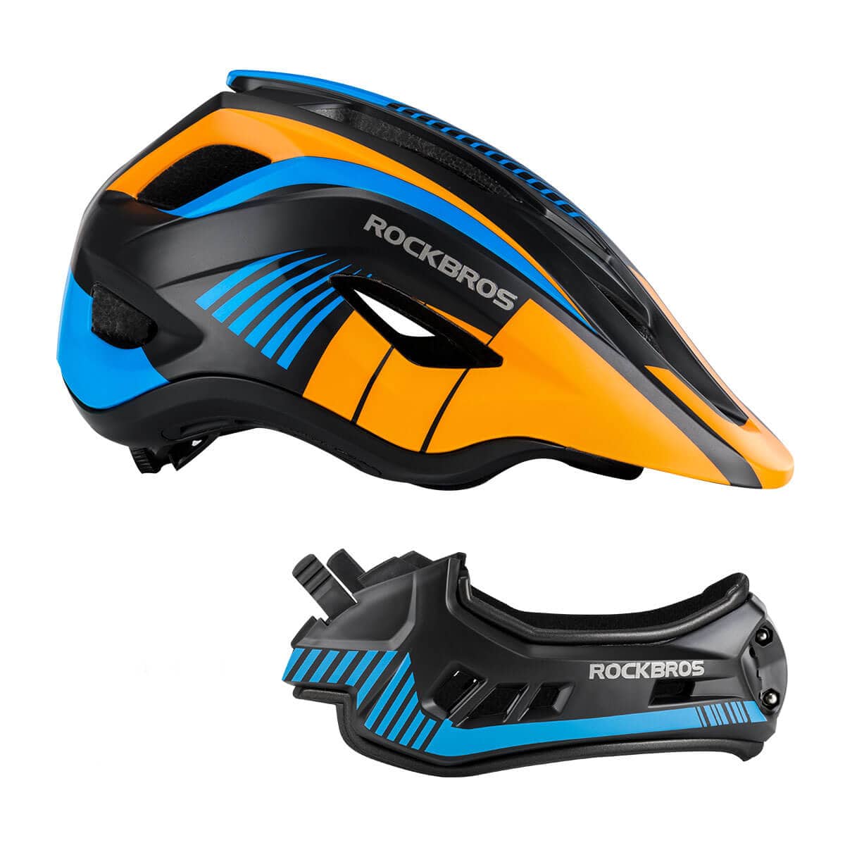 ROCKBROS Kinder helm Integriert Fahrradhelm mit Abnehmbarem Kinnschutz