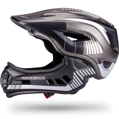 ROCKBROS Kinder helm Integriert Fahrradhelm mit Abnehmbarem Kinnschutz
