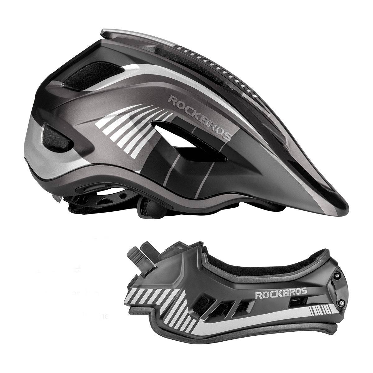 ROCKBROS Kinder helm Integriert Fahrradhelm mit Abnehmbarem Kinnschutz