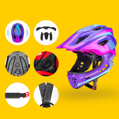 ROCKBROS Kinder helm Integriert Fahrradhelm mit Abnehmbarem Kinnschutz