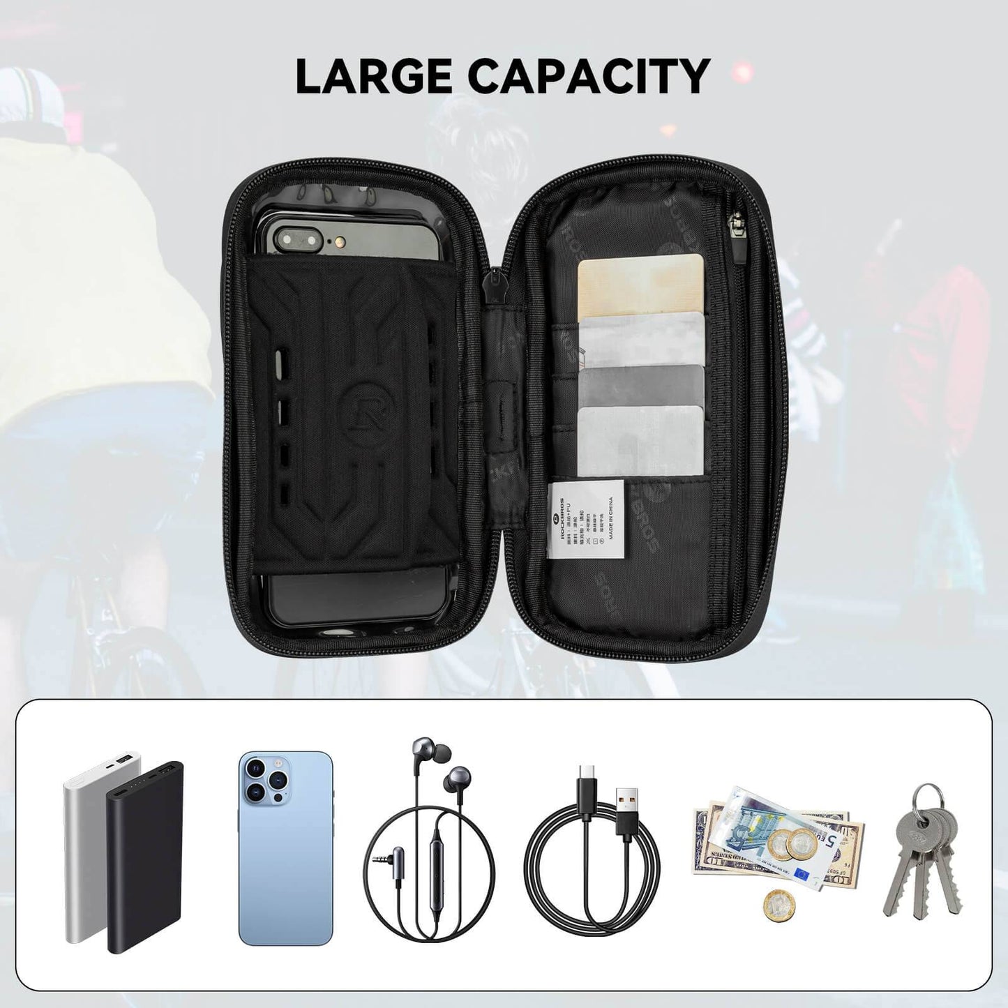 ROCKBROS Lenkertasche 360° Drehung Handyhalterung für Motorrad & Fahrrad
