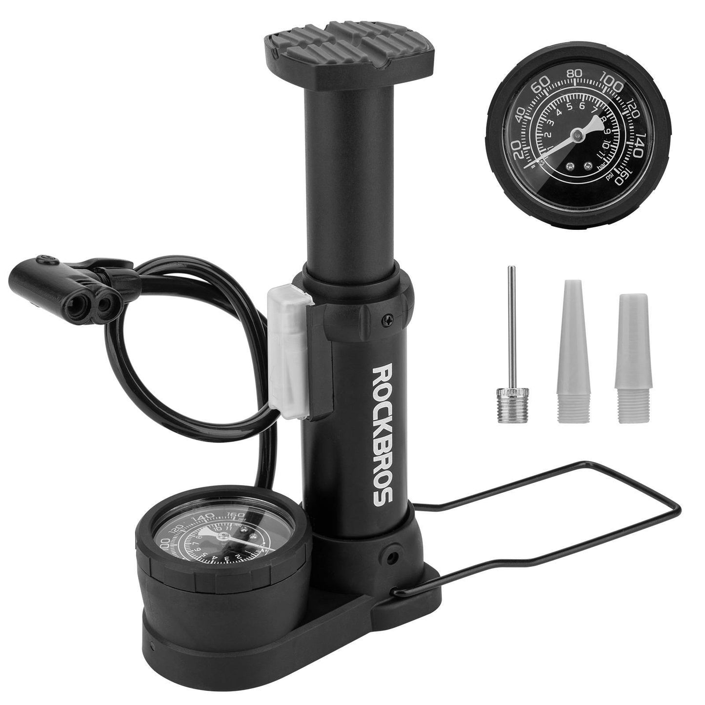 ROCKBROS Mini Fußpumpen Luftpumpe mit Manometer