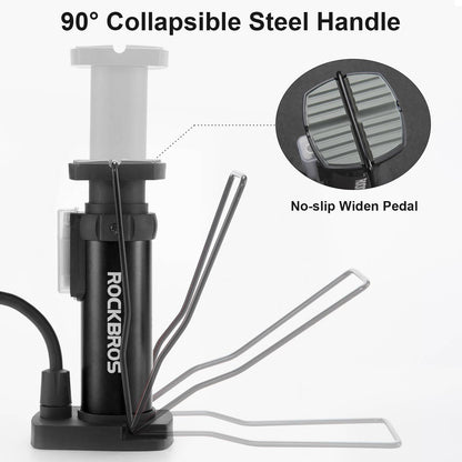 ROCKBROS Mini Tragbare Luftpumpe Fußpumpen für alle Ventile SV/AV