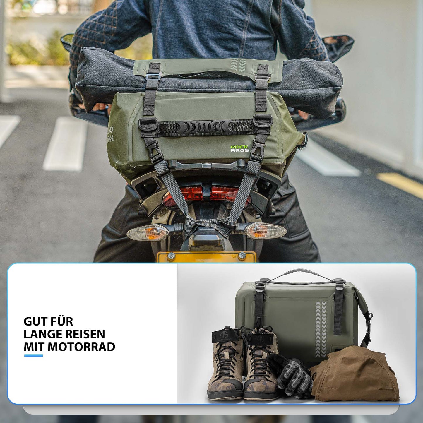 ROCKBROS Motorrad Hecktasche 100% Wasserdichte Motorrad Gepäcktasche ca.30L